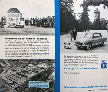 Simca Aronde Modelprogram 1958 Carbrochure (10356)